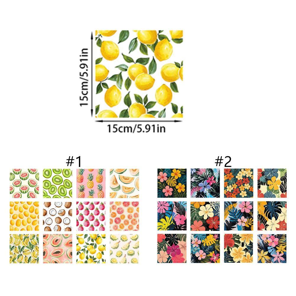 24pcs Cartoon Summer Fruit Craft Paper Flower Gift Packaging Paper Birthday Party Gift Supplies