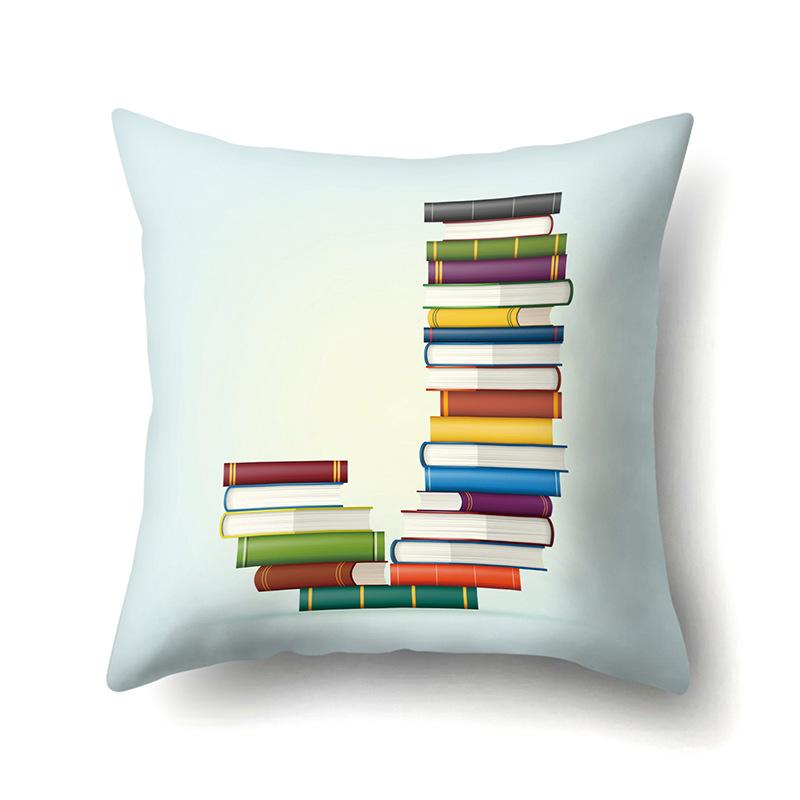 Polyester Pillowcase Car Decoration Home 26 English Letters Print Book Pillowcase
