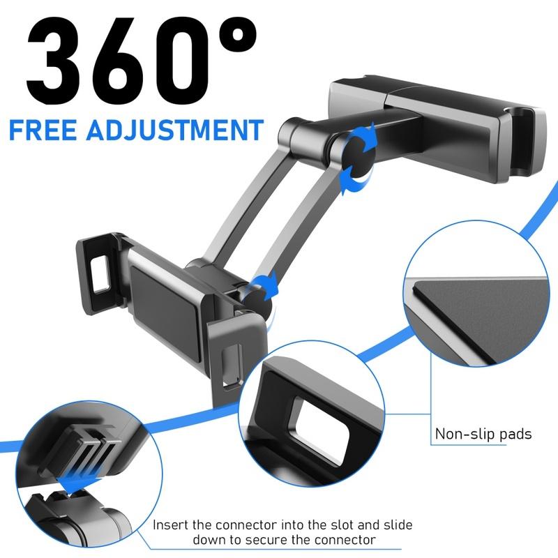 Car Seat Back Stand Telescopic Phone Tablet Holder Headrest Adjustable Universal Tablet Bracket For 4.7-12.3Inch Car Accessories