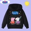 2026 New Peppa Pig children's hooded sweatshirt with cartoon print, boys' sports shirt, girls' casual top, children's clothing