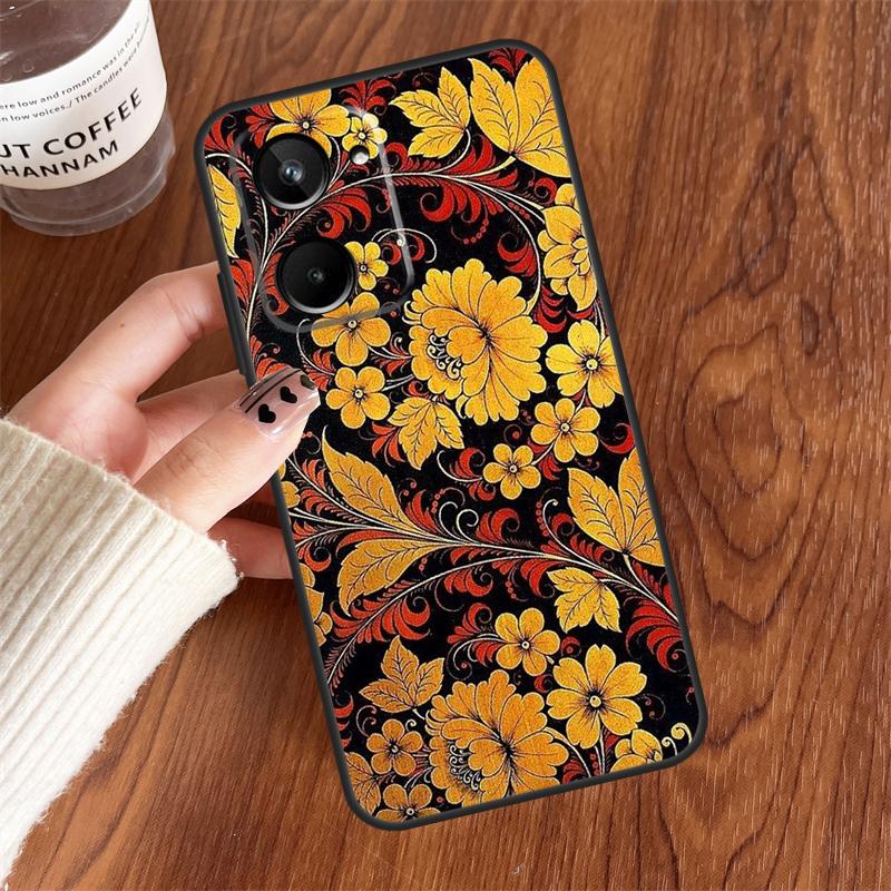 Russian Scarf Floral For Realme 15 Pro GT7 GT6 10 11 12 13 14 Pro Plus C75 C71 C65 C63 C61 C53 C67 C35 C55 Case