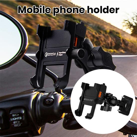 

Мотоциклетный водонепроницаемый держатель для телефона с быстрой зарядкой QC3.0, регулируемый прочный кронштейн из алюминиевого сплава