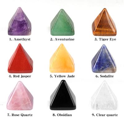 1 Stück Mini-Pyramidenform Kristallornament Dekoration Kleiner Naturstein Quarz Amethyst Heilsteine ​​Dekor Heimtextilien Schmuck 18x20 mm