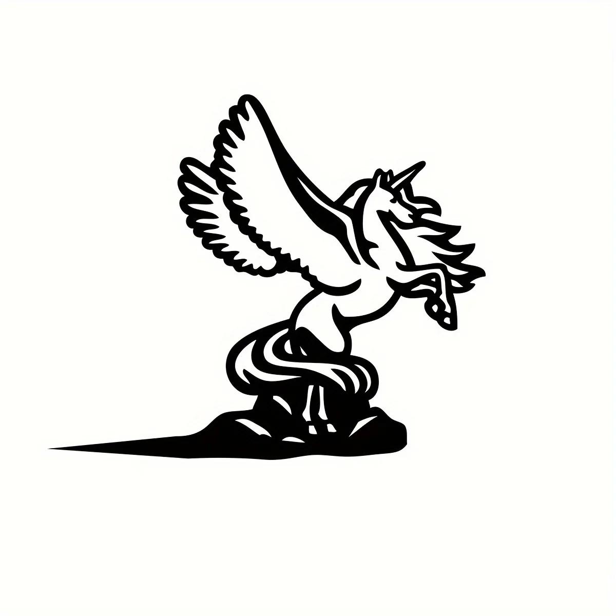 

Очаровательный 1шт металлический силуэт Пегаса знак - волшебный деревенский наружный орнамент. Очаровательный сюрприз на новоселье чёрный