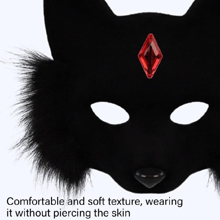 Faux Furs Wolf Foxes Mask Plush Cats Half Face Mask Foxes Cats Wolf Cosplay Costume for Masquerades Halloween Christmas