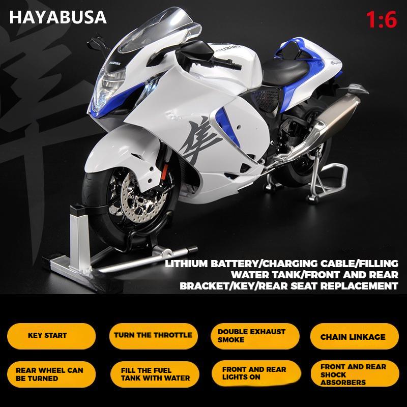 Spray 1/6 SUZUKI HAYABUSA GSX-1300R Alloy Diecast Motorcycle Model Collection Hobby High Simulation Home Decoration Ornament Boy