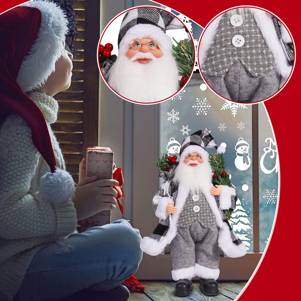 12-inch Figurine, Standing Santa Doll, Window Display Decoration, Gift