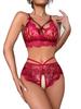 2-Piece Set Crotchless Underwear Women Lace Flowers Bra Open Hollow Out Porn Set Night Erotic Lingerie Teddy Lenceria Set