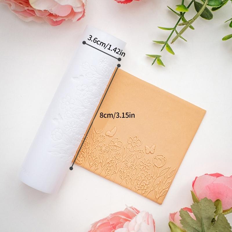 Ergonomic Floral Pattern Clay Embossing Roller For Polymer Jewelry Making Earrings Crafting Supplies Rolling Pin