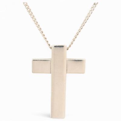 Auth GUCCI Cross Pendant Necklace Silver Gu8807vv