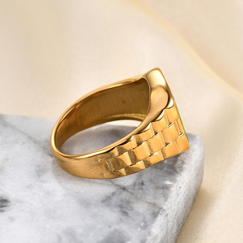 Herren Retro Uhr Kette Ring: Europäisch & Amerikanisch 15MM Unregelmäßiges Quadrat Perlmutt Edelstahl, Titan