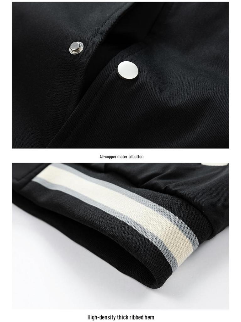 10XL Men's Trendy Plus Size Fleece-Lined Baseball Jacket - Thick Loose Outerwear for Teens
