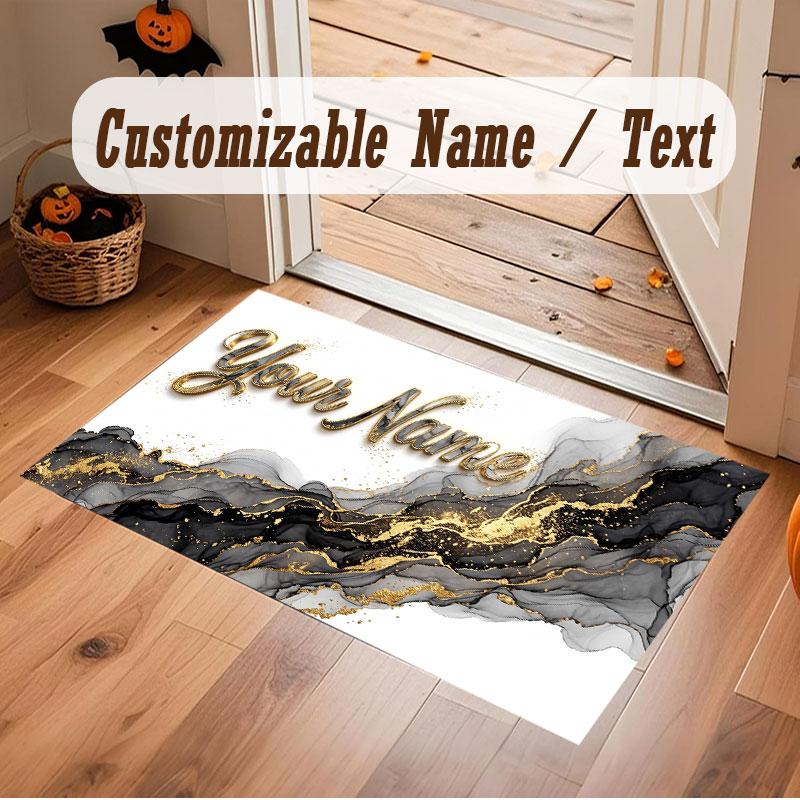 Decorative Artwork Theme Crystal Velvet Floor Rug Personalized Custom Name Text Warm Carpet Home Decoration