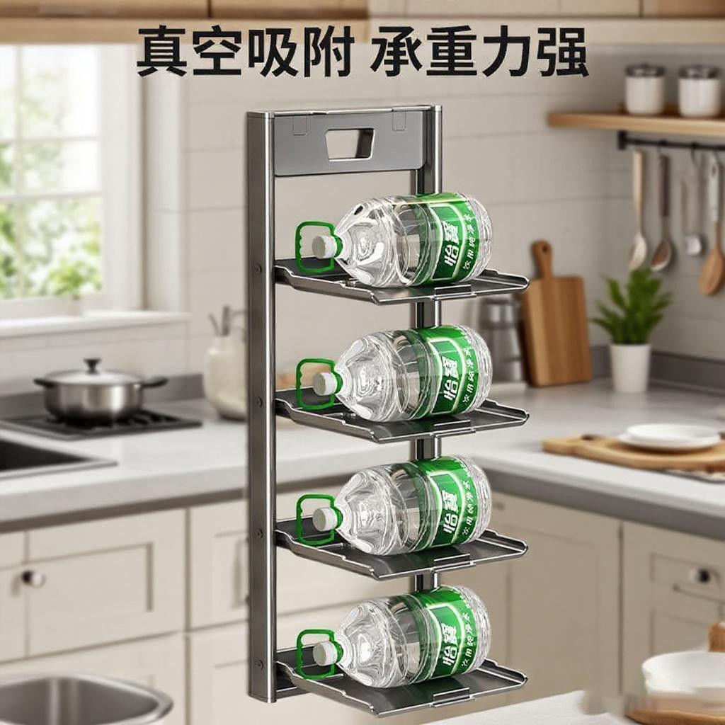 Kitchen folding vegetable preparation rack suction cup multi-layer multi-functional side dish household wall-mounted storage