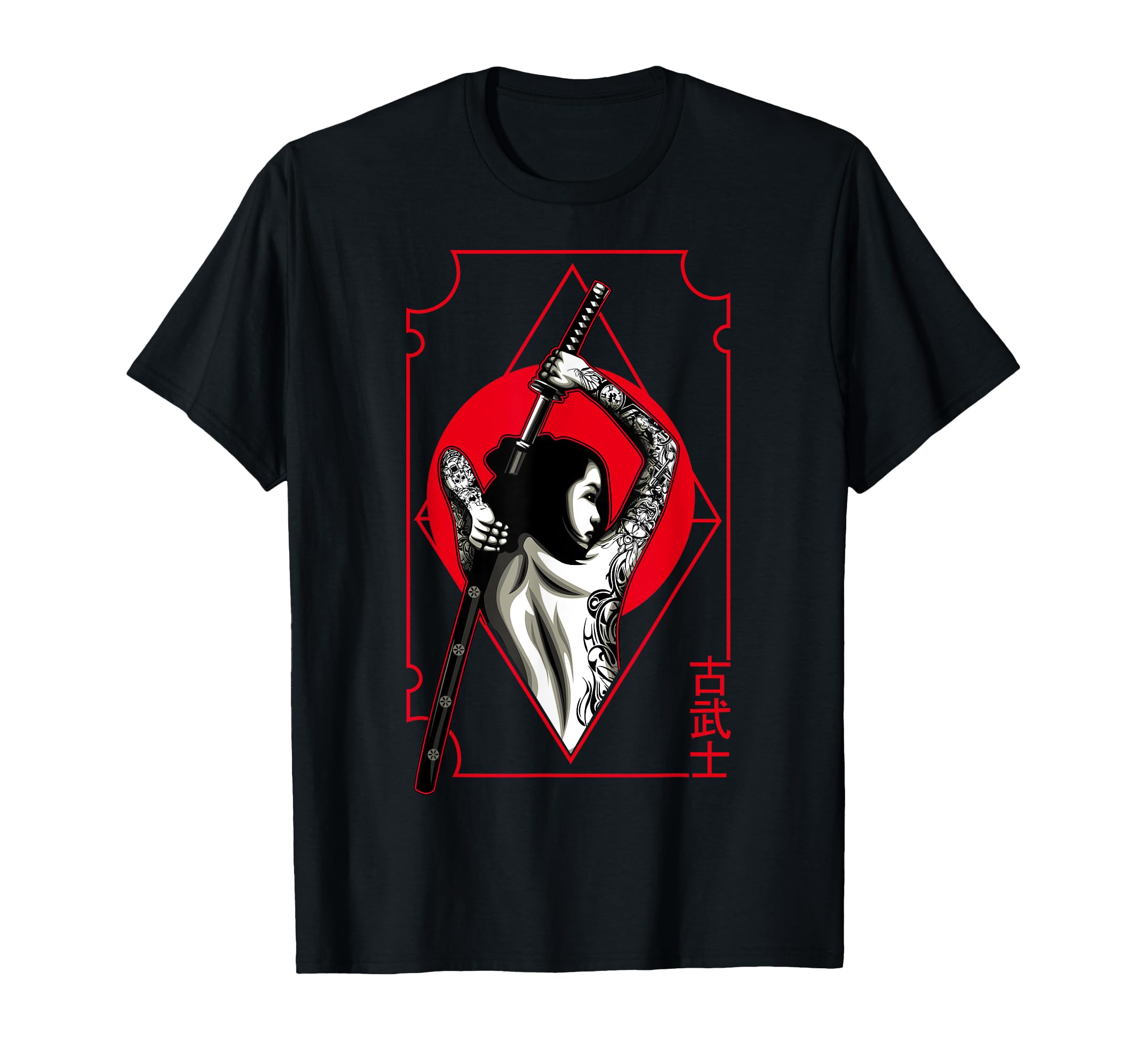 Japanese Anime Girl Longsword Samurai Oni Bushido T-Shirt чёрный