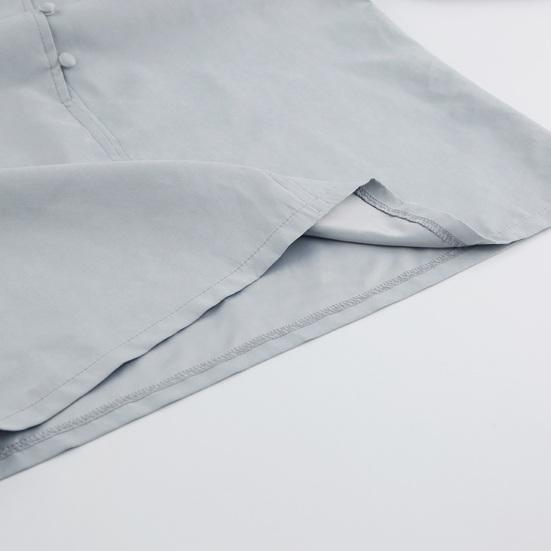 Yousheng Women Shirt Long Sleeve Stand-Up Collar Regular Fit Casual Shirt Buttons Half Placket Pure Color Office Lady Tops