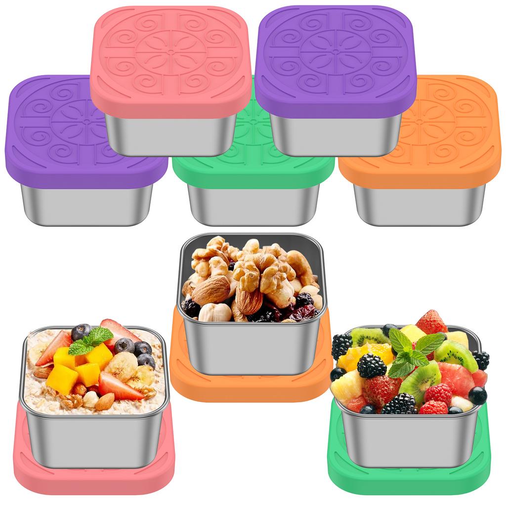 3/4/8Pcs Mini Snack Containers with Lids Stainless Steel Small Food Storage Container Portable Lunch Box Dipping Sauce Container