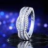 European-American Personality Wavy Micro-Inlaid Couple Christmas Mesh Ring