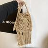 2026 Summer Bohemian Hollow Out Design Beach Bag Ethnic Style Shoulder Bag Fashion Long Tassel Cotton Thread Woven Crossbody Bag