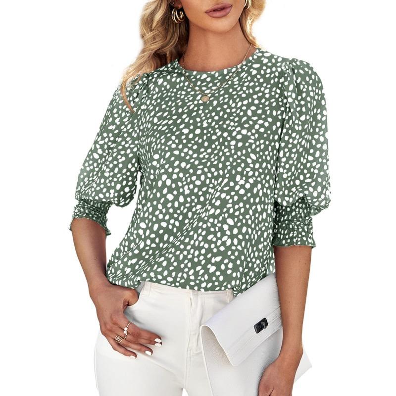 Women's New Summer Loose Printed Short-sleeved Round Neck Chiffon Shirt for Women
