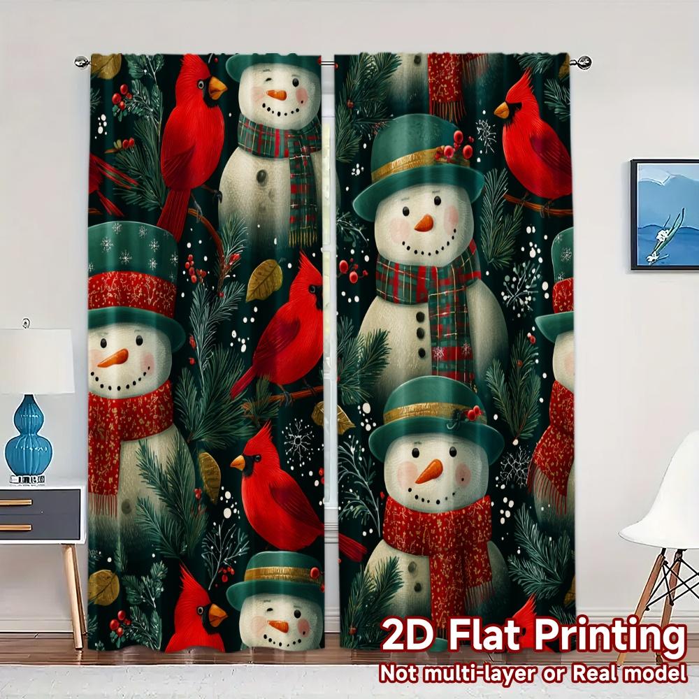 

2D Flat Printing JIT 2pcs Curtains (Without Rod) Frosty Cheer Minimalist Popular Curtains Durable Polyester Curtains 100*130 Grommet Top 1pcs