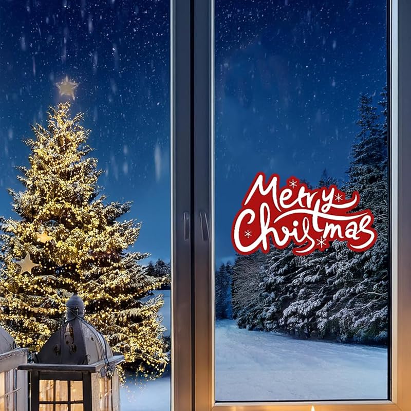 Merry Christmas Winter Decals, Car Stickers, Holiday Wall Window Clings, Decorations Accessories (Hat Merry Christmas) Merry Christmas Snowflake