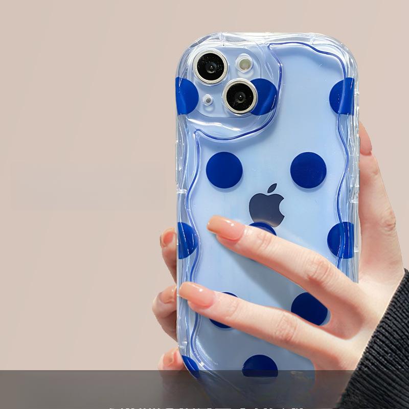 

Подходит для чехла для мобильного телефона Apple 14promax iPhone 15/13 Прозрачный силиконовый 12 Полноэкранный в горошек Цепочка Подставка iPhone 6s Plus