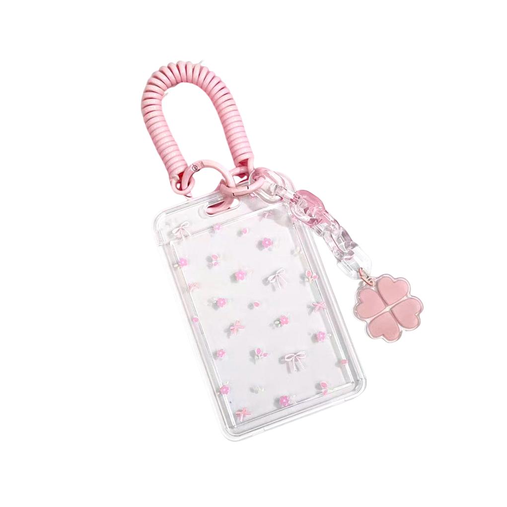 Id Badge Protector Sturdy Card Protector Case Sliding Card Case Transparent Cute Card Holder For Student Campus Office Workers