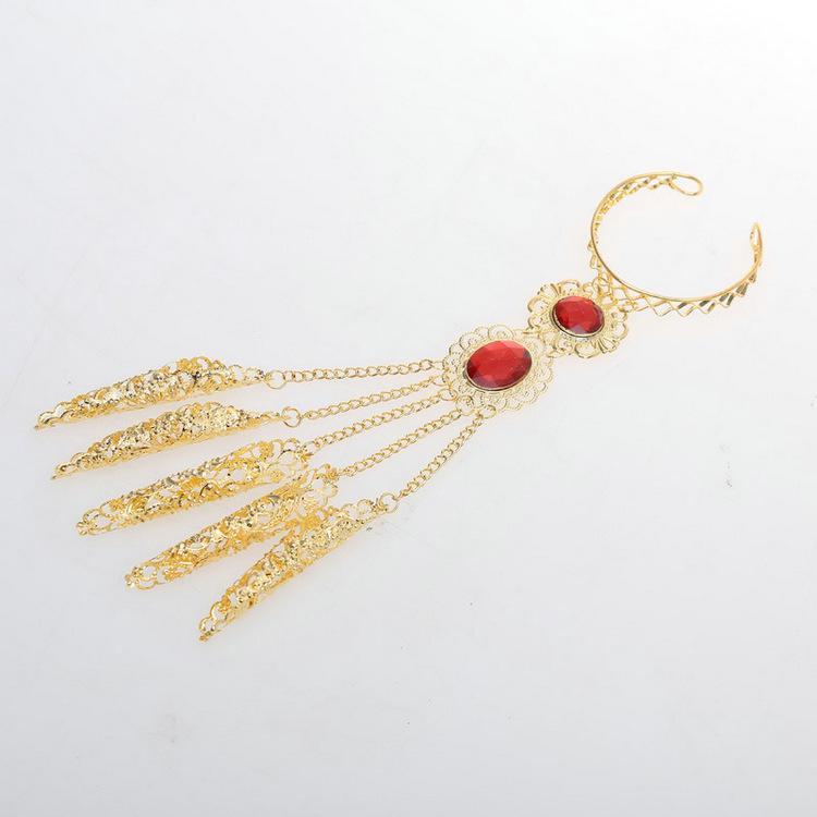 Indian Dance Costume: Extended Jewelry and Thousand-Hand Guanyin Sleeves for Xinjiang Ethnic Style Performance