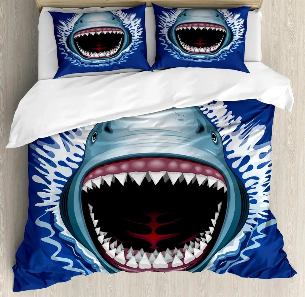 Comforter Shark Types Of Sharks Pattern Bedclothes Double Queen King Size Polyester Bedding Set