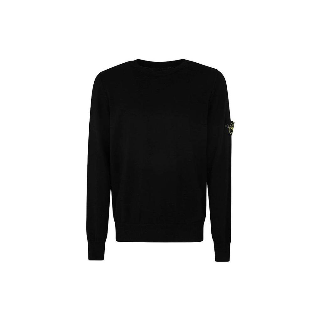 Stone Island Regular Fit Logo Patch Sweater Black Men Tops 8015540B2-A0029