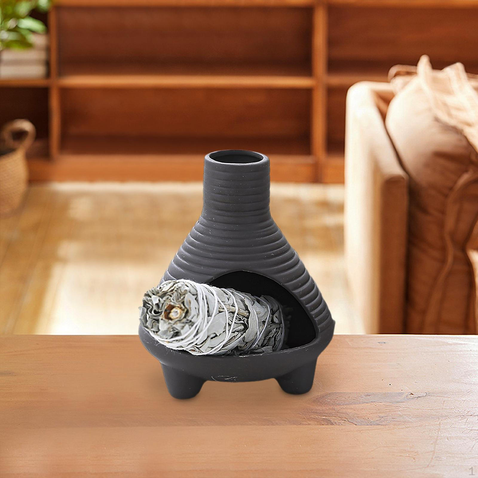 

Керамический набор для благовоний с держателем Пало Санто и поддоном для улавливания благовоний для домашнего декора Black