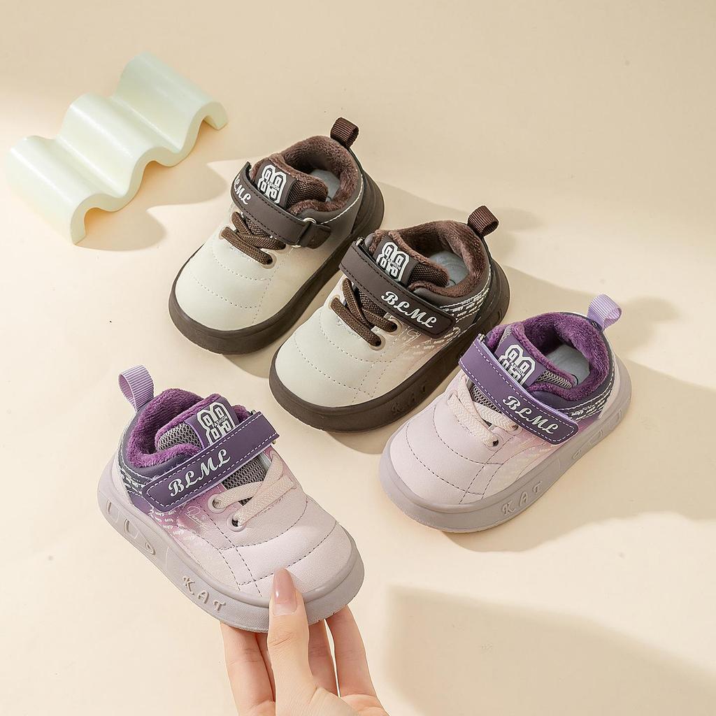 Winter 2025 Kids' Sports Shoes: Two-Layer Cotton Velvet Sneakers for Toddlers & Children, Boys & Girls Casual.