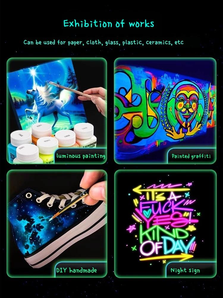 58ML Luminous Acrylic Pigment Fluorescent Paint Glow in Dark DIY Halloween Party Jewelry Nail Art Nail Beauty Resin Pigment