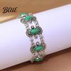 Imitation Turquoise Jewelry Inlay Bracelet Bohemian Style Distressed Adjustable Chain