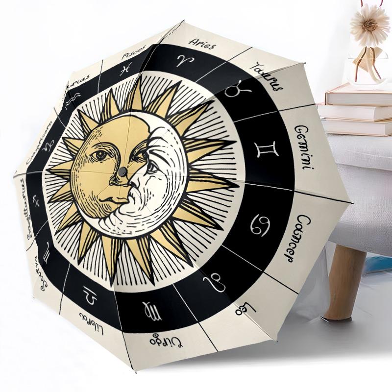 Moon Automatic Umbrella Compact 8-Rib Weight Weight Travel Essential Elegant Women's Umbrella Best for Christmas