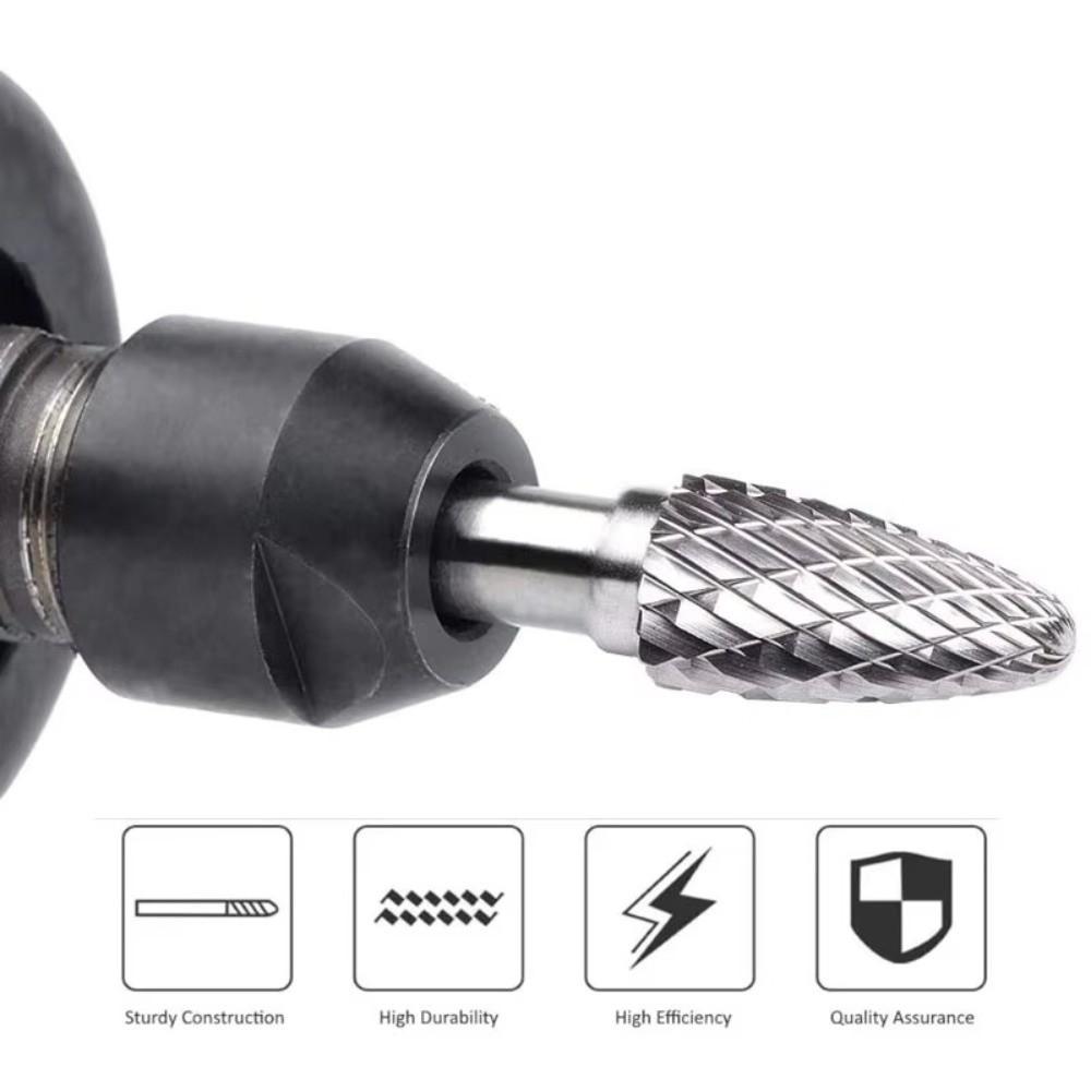 10pcs/set Hard Zinc Zinc Alloy Rotary File 6mm Shank Grinding Head Drill Bit  Aluminum Processing