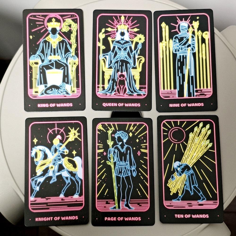 10.3*6cm Simple Modern Minimalist Tarot Deck Neon-Inspired Rider-Waite 78 Pcs Cards for Beginners and Professionals