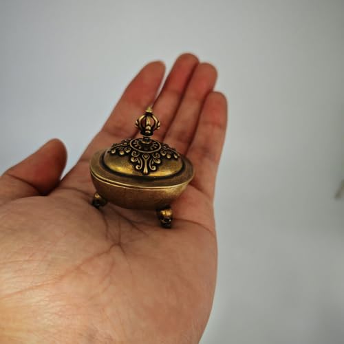 Antiker Räucherkessel, Breite 3,4 cm x Höhe 5,5 cm, verwendet im esoterischen Buddhismus, Buddhistisches Ritualobjekt, fünfzackiger Vajra, Vorderes Objekt, Tempel