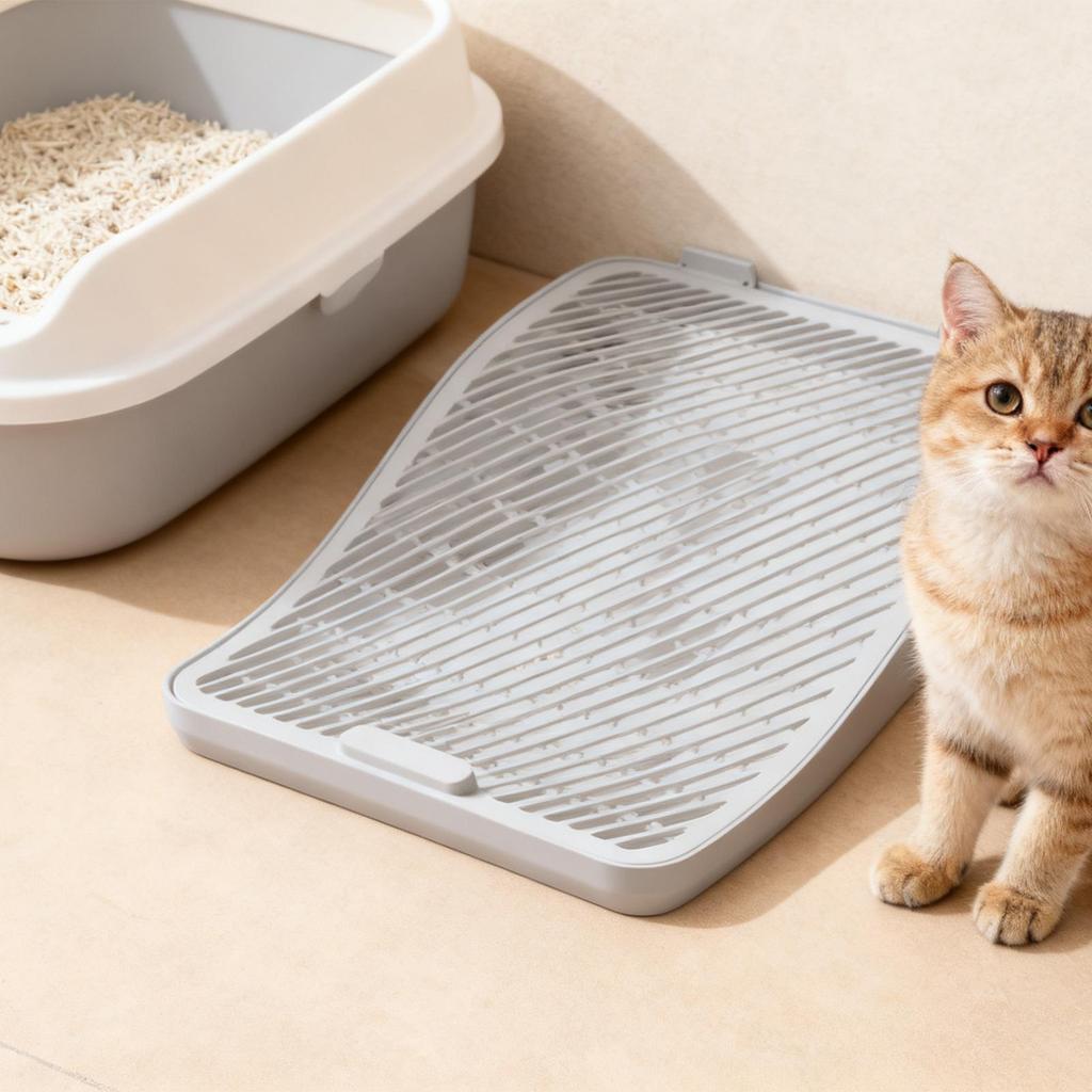 Cat Litter Box Step With Double-layer Filter And A Ramp Adjustable Pet Kitten Waste Collection Stairs Litter Catching Ramp