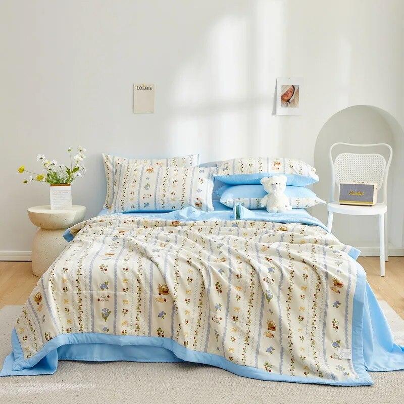 Summer Thin Cool Quilt Bedding Home Textiles Children Student Dormitory Cartoon Soft Comfortable Blanket Air-conditioning Quilt