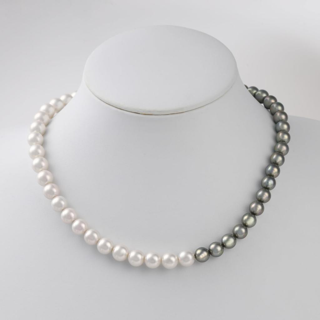 By Yumi Pearl Necklace 8mm9mm RoseYumiRose Popular Ceremonies Simple Stylish Made In Japan [Produced Katsura] Women's (White/Gray)