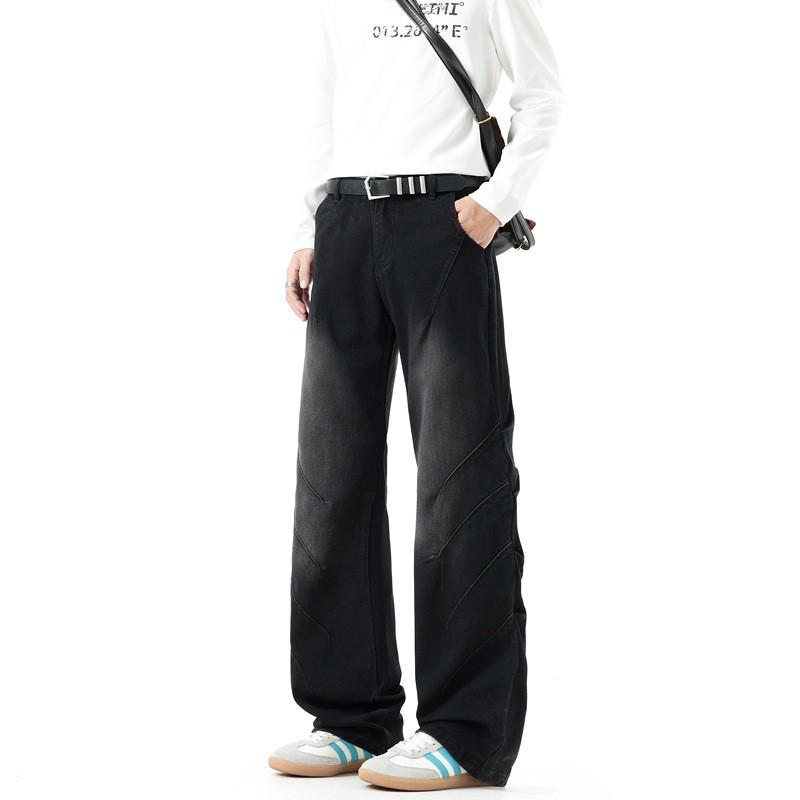 Mens Flared Jeans Teen Boys Loose Fit Casual Denim Pants Streetwear