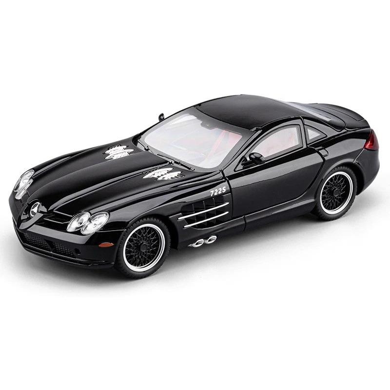 

1/24 Mercedes-Benz SLR Supercar Alloy Car Model Sound and Light Pull Back Children s Toy Collectibles Birthday Gift чёрный