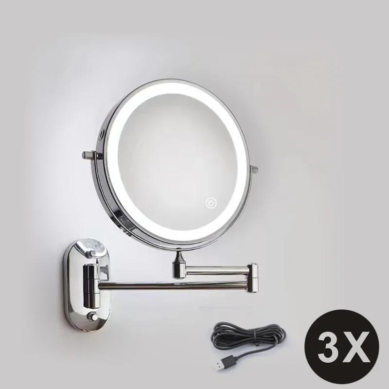 

Makeup Mirror LED Smart Bath Mirrors 3x/5x/7x/10x Magnifying Double Side USB Charging Bathroom 3 Color Light Cosmetic Mirrors