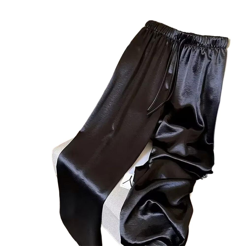 Pantaloni casual largi, cu talie înaltă, subțiri, de damă, pentru birou, culoare solidă, drepți, versatili, pentru primăvară-vară, stil coreean, îmbrăcăminte