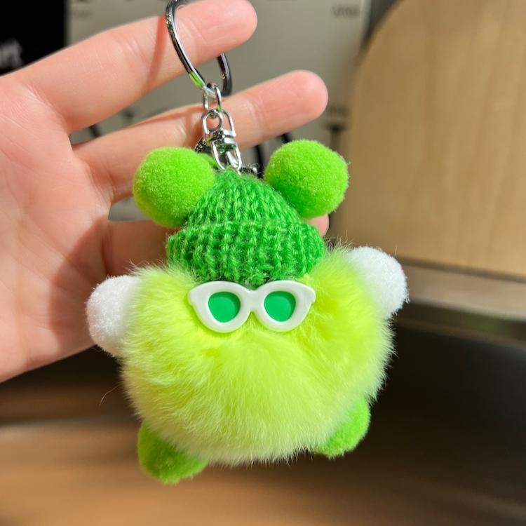 

Cute Rex Rabbit Hair Small Coal Ball Bag Pendant School Bag Ugly Thing Doll Pendant Cartoon Doll Car Keychain зелений