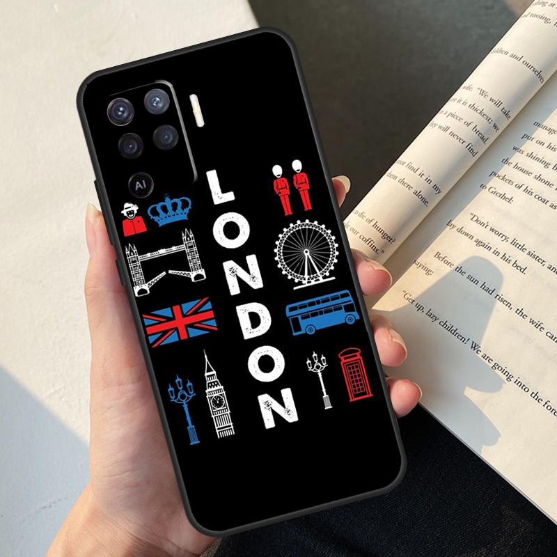 London Bus England Big Ben Case For Oppo A74 A57 A17 A77 A18 A38 A58 A78 A98 A54 A94 A80 A60 A40 A96 A76 A16 A15 A5 Pro