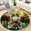 1pc Tiger Cub Print Carpet for Office Non-Slip, Round Carpet, Soft & Comfortable, Carpet for Office, Lightweight Round Floor Mat