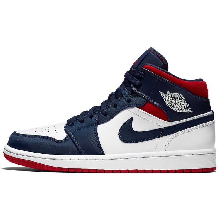 

Мужские кроссовки Air Jordan 1 Mid SE Olympic White Midnight-Navy Varsity-Red 852542-104